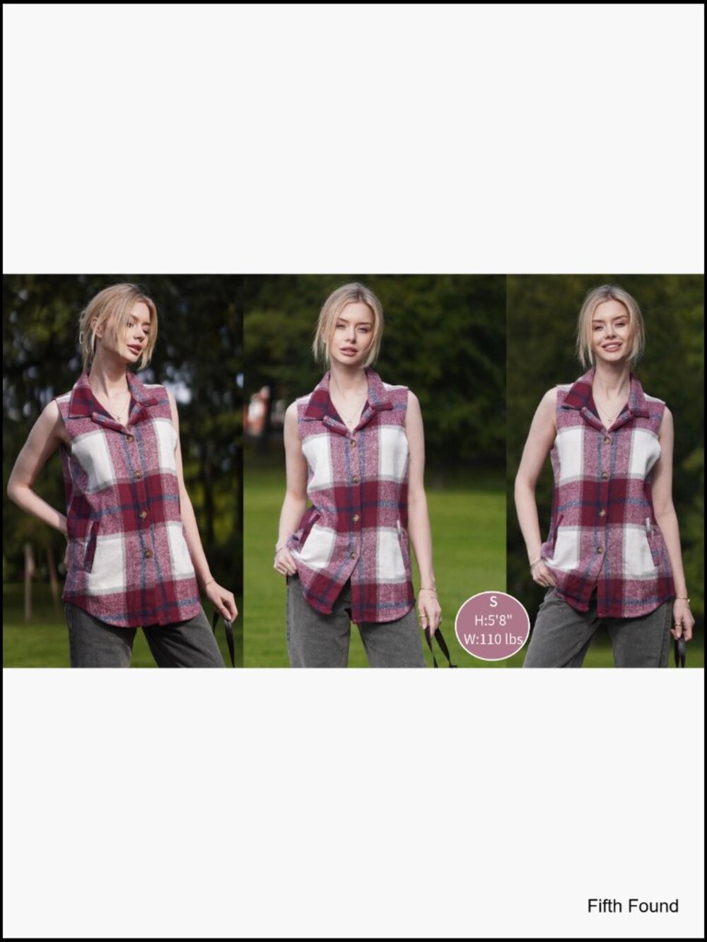 Sleeveless Flannel Plaid Vest with Pockets Button Down Jacket Casual Fall Layer - Picture 7 of 7